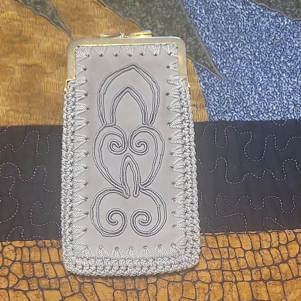 Embroidered Silver Clutch